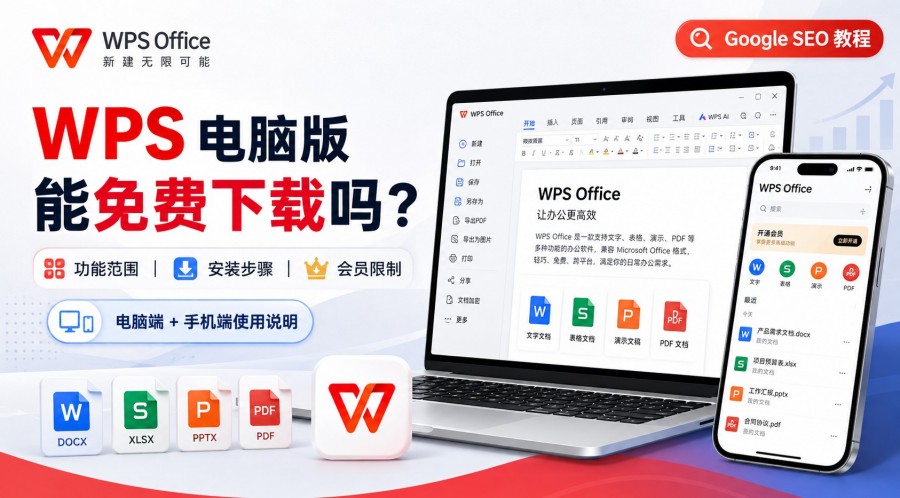 WPS 电脑版可以免费下载吗？功能范围、安装步骤与会员限制 封面