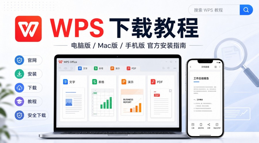 WPS 下载教程电脑版 Mac 版手机版安装指南封面