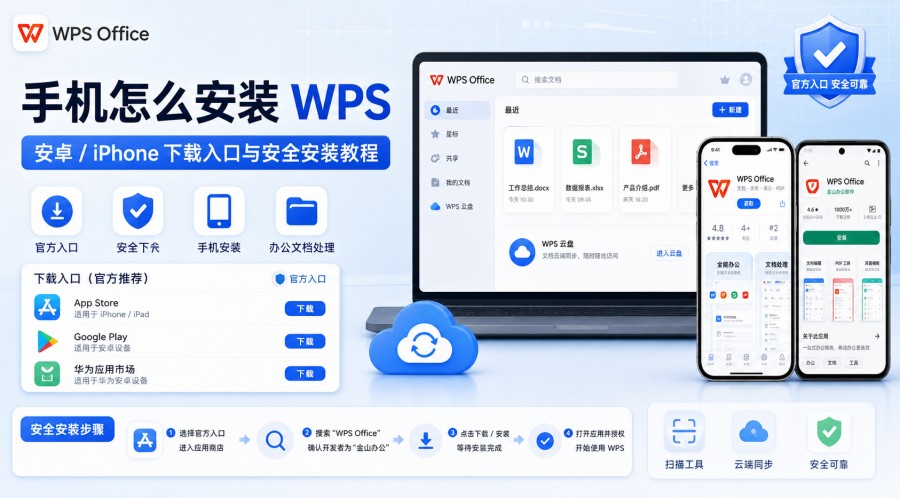 手机安装 WPS 安卓和 iPhone 下载教程封面
