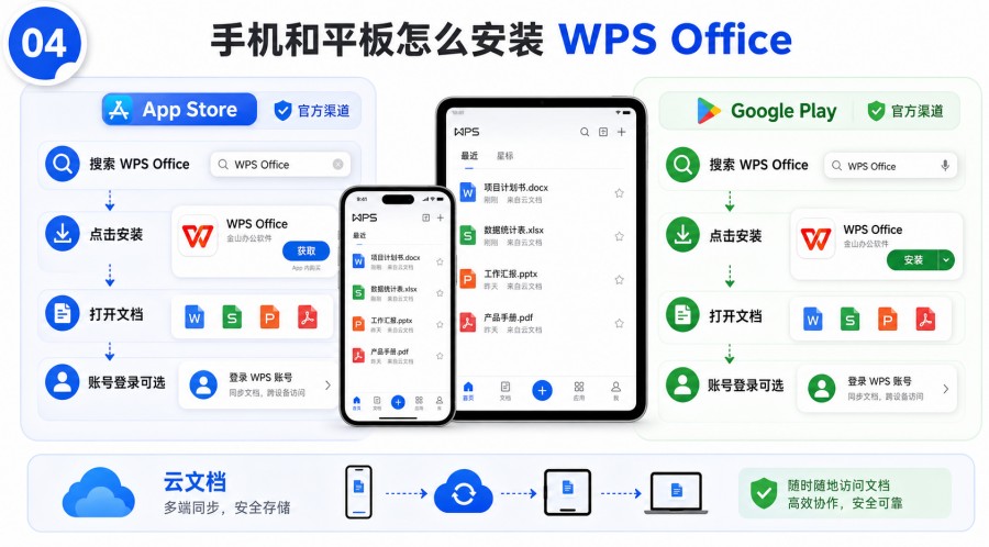 手机和平板通过应用商店安装 WPS Office