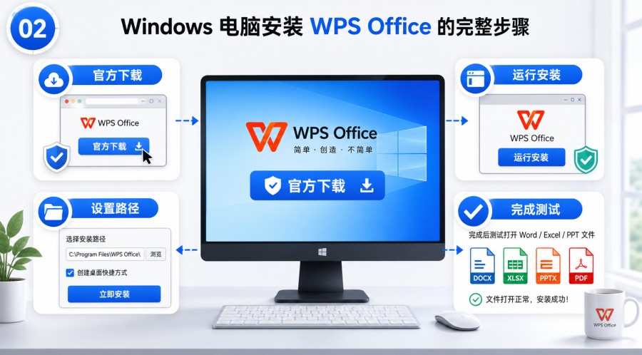 Windows 电脑安装 WPS Office 后测试文档打开方式
